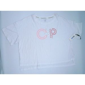Calvin Klein Performance Outline Logo Cropped T-Shirt White Size XL